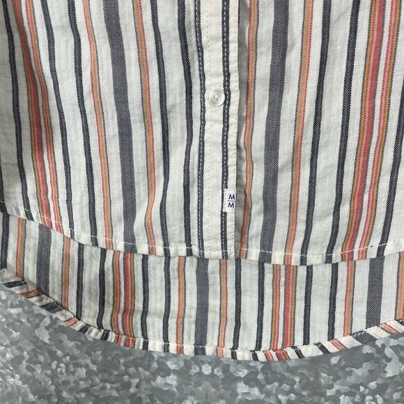 Melrose & Market Women's White Striped Button Up Top - Size Small - Long Sleeves - Picture 3 of 6